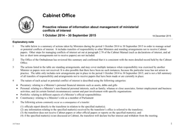 Proactive Release of Information About Management of Ministerial Conflicts of Interest