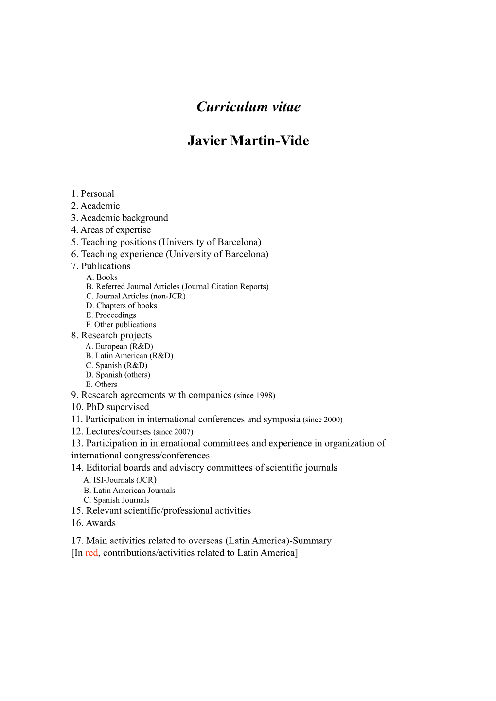Curriculum Vitae Javier Martin-Vide