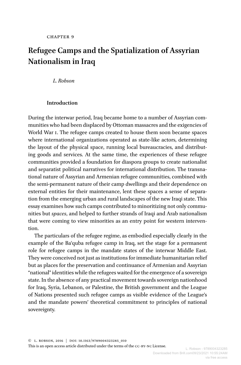 Refugee Camps and the Spatialization of Assyrian Nationalism in Iraq