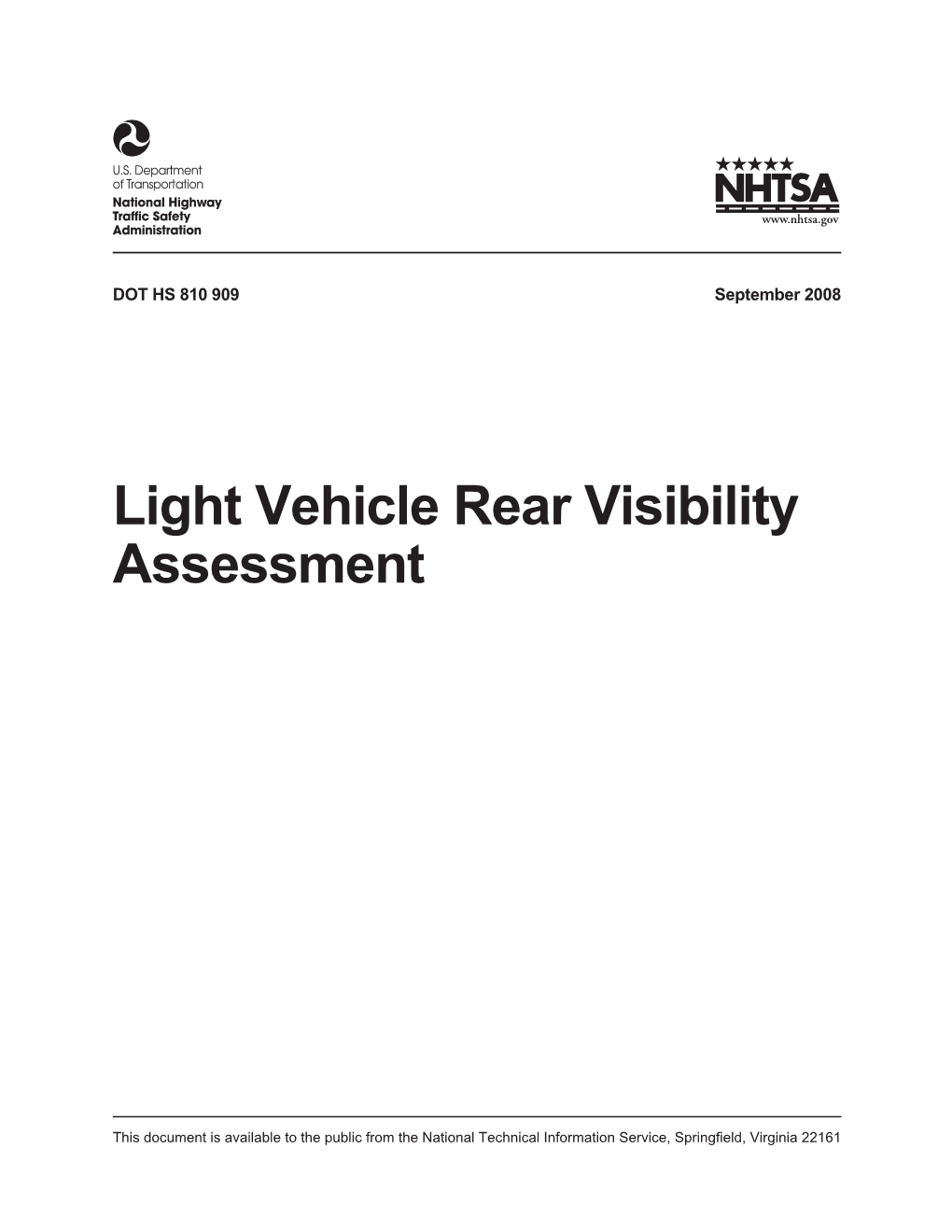 Light Vehicle Rear Visibility Assessment