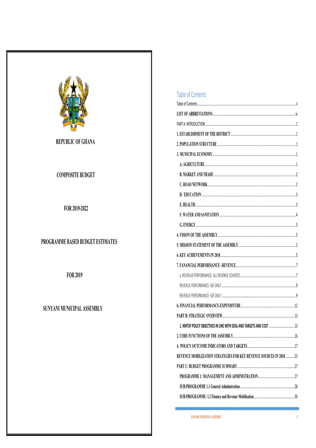 Table of Contents Table of Contents