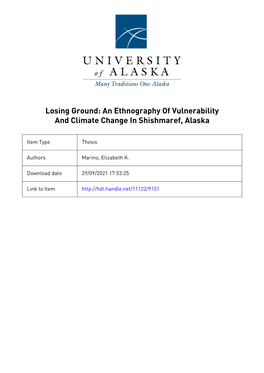 Losing Ground: an Ethnography of Vulnerability and Climate Change in Shishmaref, Alaska