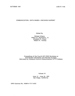 October 1981 Lids-R-1158 Communication, Data Bases