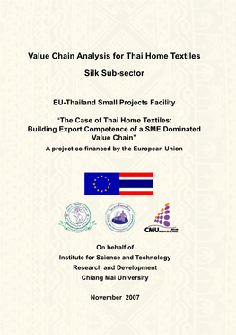 Value Chain Analysis for Thai Home Textiles Silk Sub-Sector