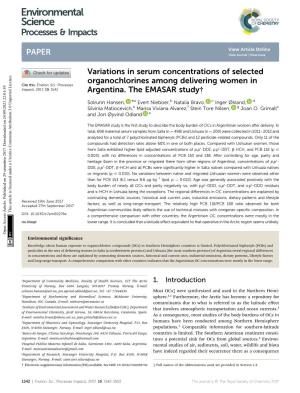 Variations in Serum Concentrations of Selected Organochlorines Among Delivering Women in Cite This: Environ