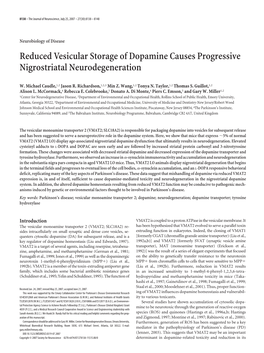 Reduced Vesicular Storage of Dopamine Causes Progressive Nigrostriatal Neurodegeneration