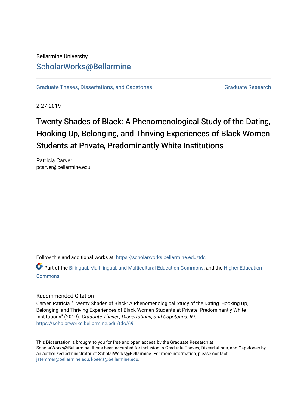 Twenty Shades of Black: a Phenomenological Study of The