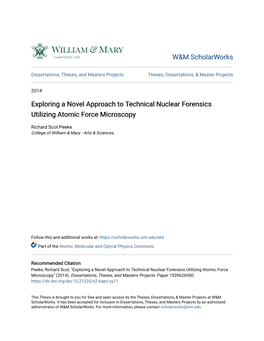 Exploring a Novel Approach to Technical Nuclear Forensics Utilizing Atomic Force Microscopy