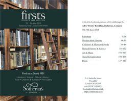 Firsts” Bookfair, Battersea, London 7Th–9Th June 2019