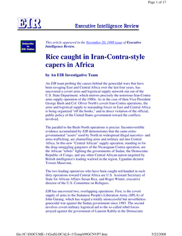 Rice Caught in Iran-Contra-Style Capers in Africa