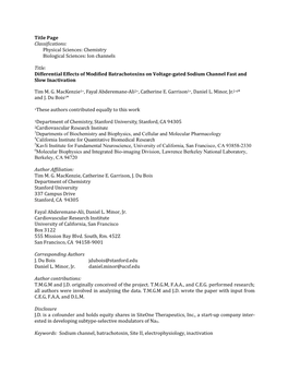 Ion Channels Title: Differential Effects Of