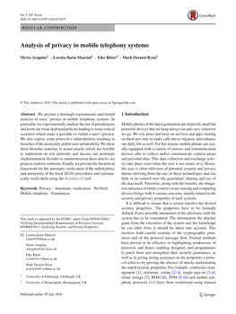 Analysis of Privacy in Mobile Telephony Systems