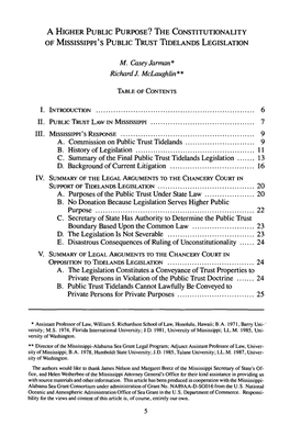 A Higher Public Purpose? the Constitutionality of Mississippi's Public Trust Tidelands Legislation