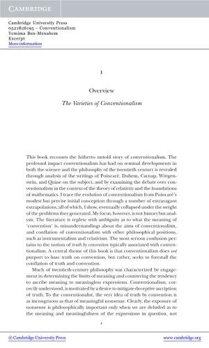 Overview the Varieties of Conventionalism