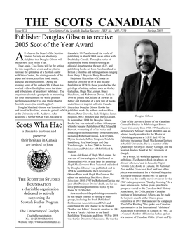 Spring 2005 Publisher Douglas Gibson to Receive 2005 Scot of the Year Award