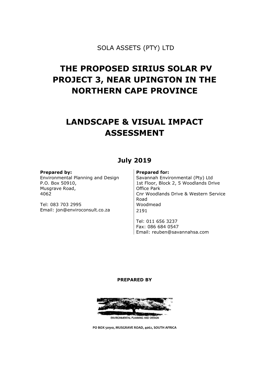 The Proposed Sirius Solar Pv Project 3, Near Upington in the Northern Cape Province