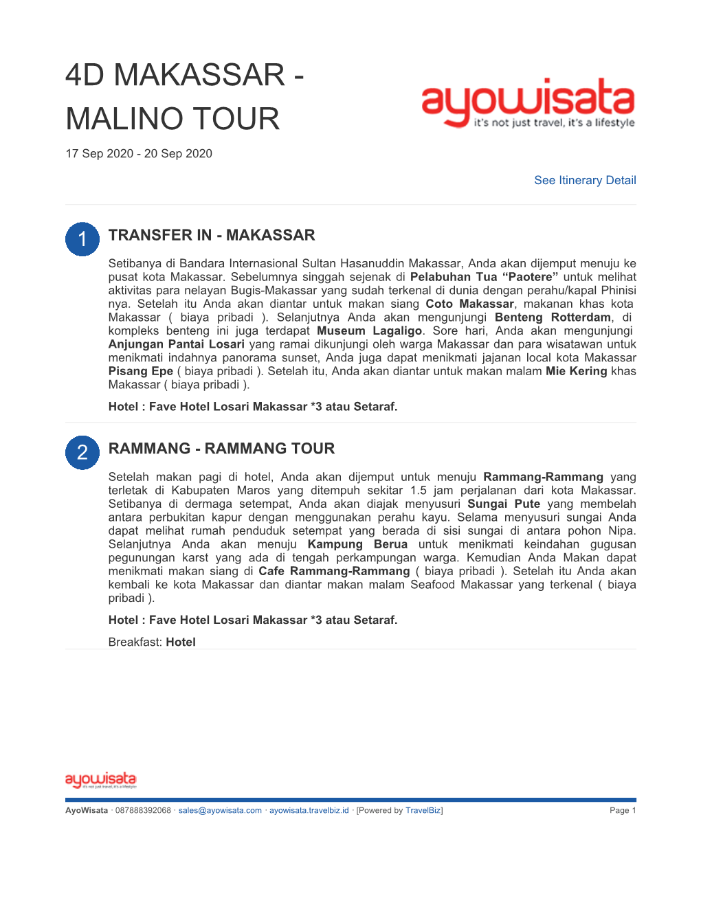 4D Makassar - Malino Tour