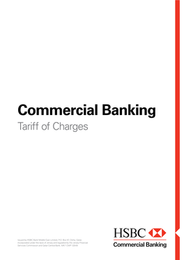 Commercial Banking Tariff of Charges