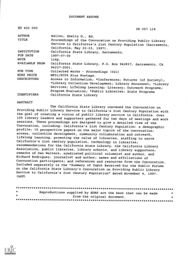 Proceedings of the Convocation on Providing Public Library Service to California's 21St Century Population(Sacramento, California, May 22-23, 1997)