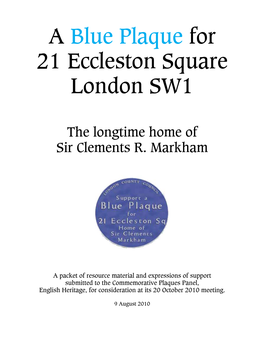 A Blue Plaque for 21 Eccleston Square London SW1