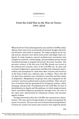 From the Cold War to the War on Terror, 1991–2010