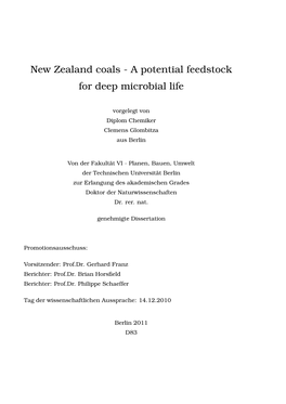 New Zealand Coals - a Potential Feedstock for Deep Microbial Life