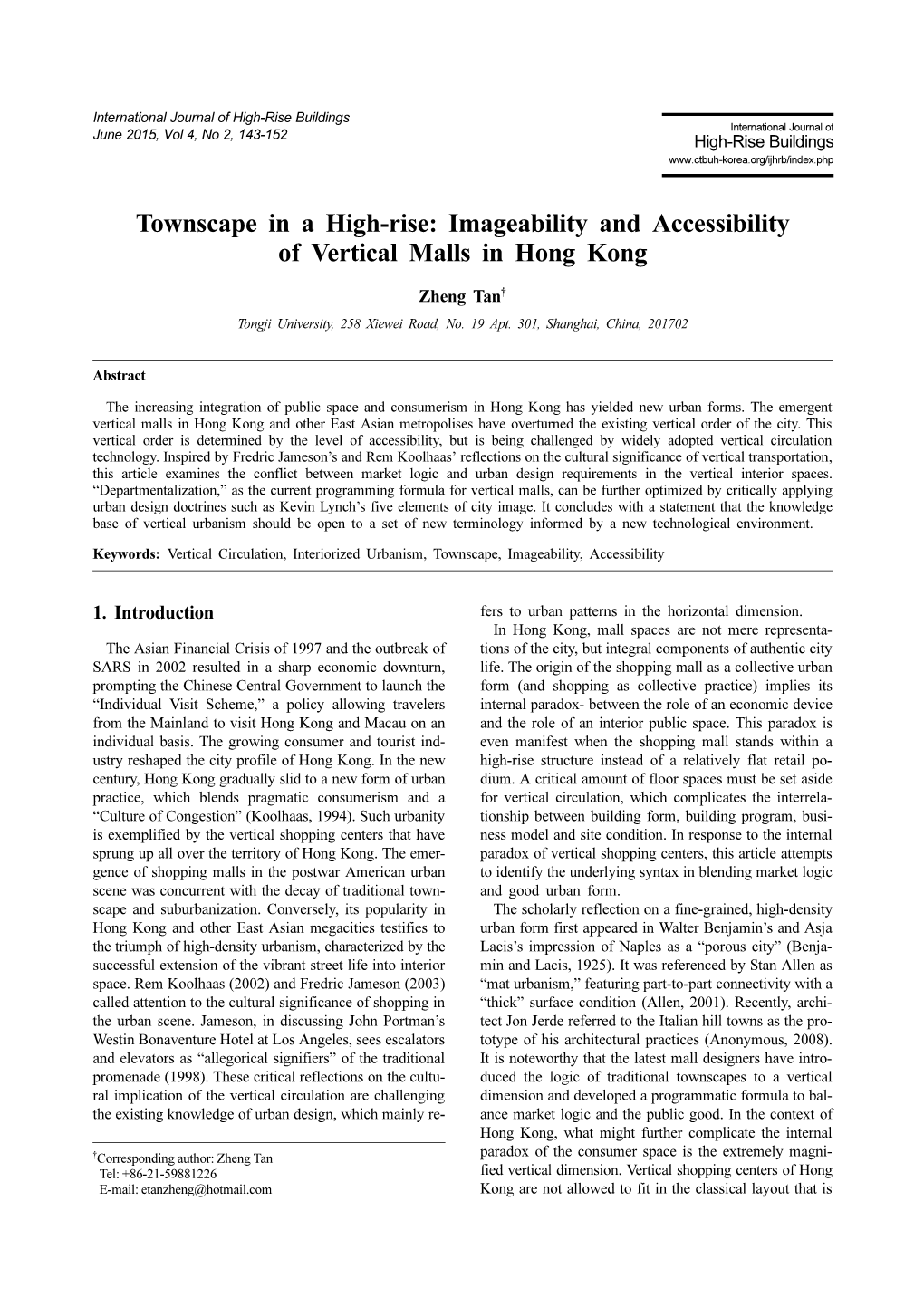 Imageability and Accessibility of Vertical Malls in Hong Kong