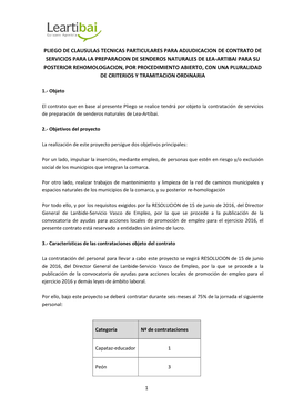 Pliego Técnico, Según Las Siguientes Características