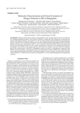 Molecular Characterization and Clinical Evaluation of Dengue