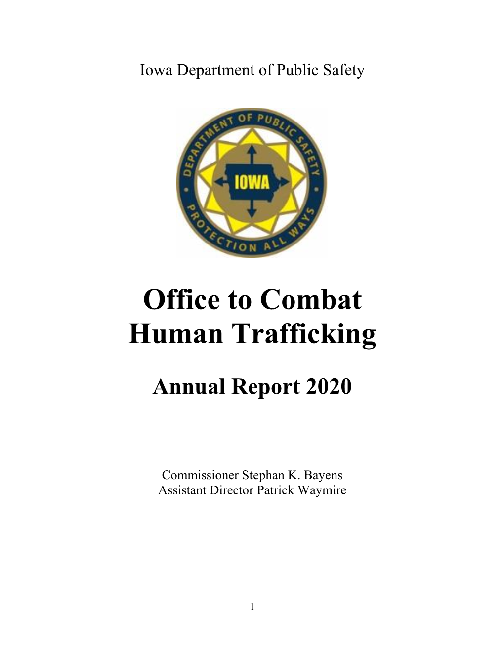 Office to Combat Human Trafficking Report 2020