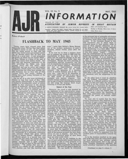 Information Issued by The- Associ Ation of Jewish Refugees in Great Britain