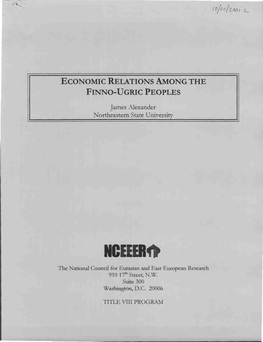 Economic Relations Among the Finno-Ugric Peoples