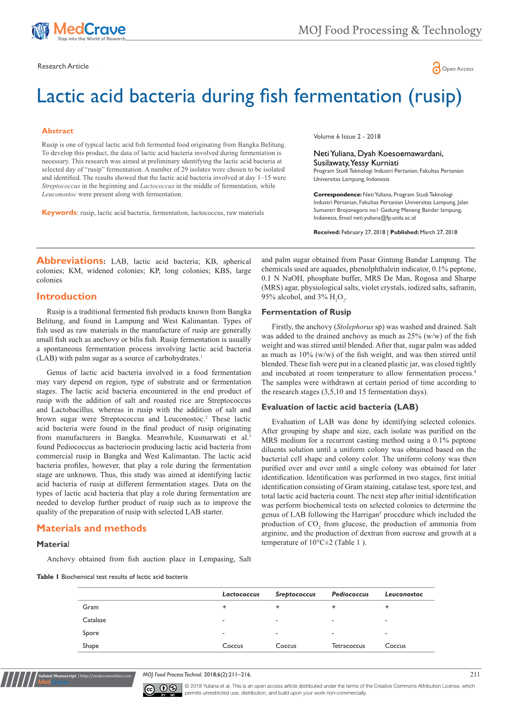 Lactic Acid Bacteria During Fish Fermentation (Rusip)