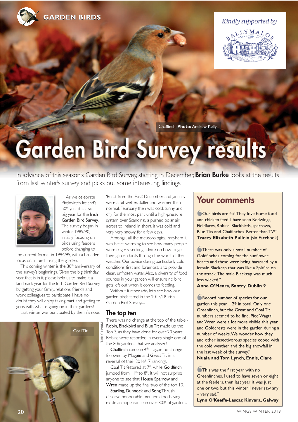 To Read the Results from the 2017/18 Irish Garden Bird Survey