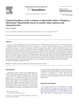 Ciliophora, Spirotricha, Oligotrichida) Based on Somatic Ciliary Patterns and Ontogenetic Data Sabine Agatha∗