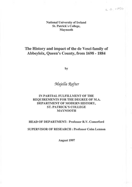 The History and Impact of the De Yesci Family of Abbeyleix, Queen's