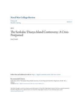 The Senkaku/Diaoyu Island Controversy: a Crisis Postponed