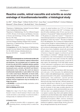 Reactive Uveitis, Retinal Vasculitis and Scleritis As Ocular End-Stage of Acanthamoeba Keratitis: a Histological Study