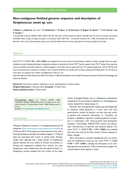 Non-Contiguous Finished Genome Sequence and Description of Streptococcus Varani Sp. Nov