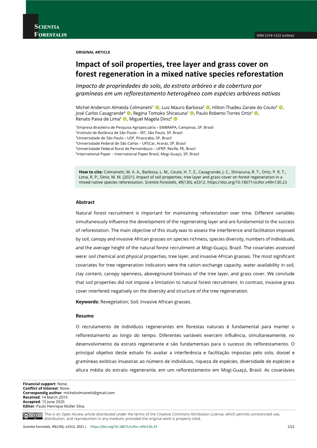 Impact of Soil Properties, Tree Layer and Grass Cover on Forest