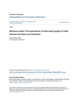 Montana Masks| the Implications of Shell Mask Gorgets to Trade Between the Plains and Southeast
