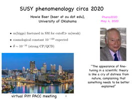 SUSY Phenomenology Circa 2020