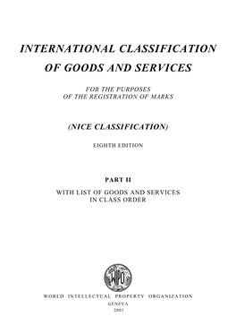 International Classification of Goods and Services