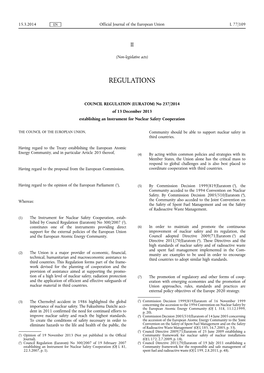 COUNCIL REGULATION (EURATOM) No 237 / 2014
