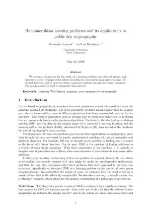 Homomorphism Learning Problems and Its Applications to Public-Key Cryptography