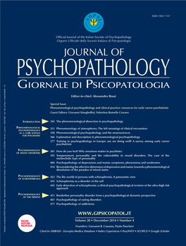 Schizophrenia As a Disorder of the Self 442 Early Detection of Schizophrenia: a Clinical-Psychopathological Revision of the Ultra-High Risk Approach