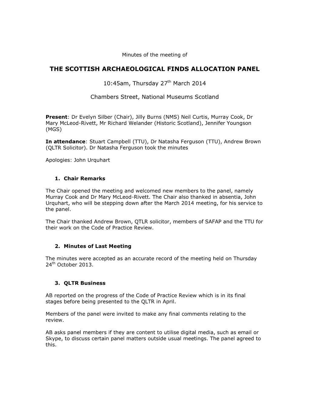 The Scottish Archaeological Finds Allocation Panel