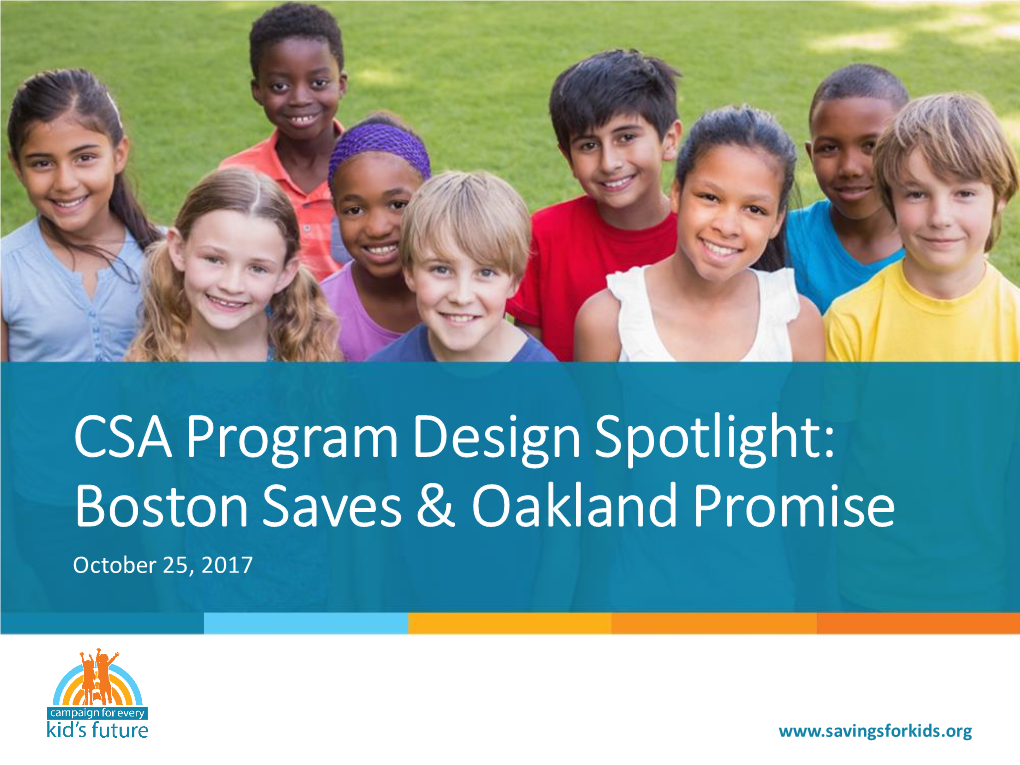 CSA Program Design Spotlight: Boston Saves & Oakland Promise