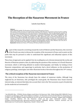 The Reception of the Nazarene Movement in France