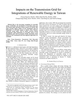 Impacts on the Transmission Grid for Integrations of Renewable Energy in Taiwan